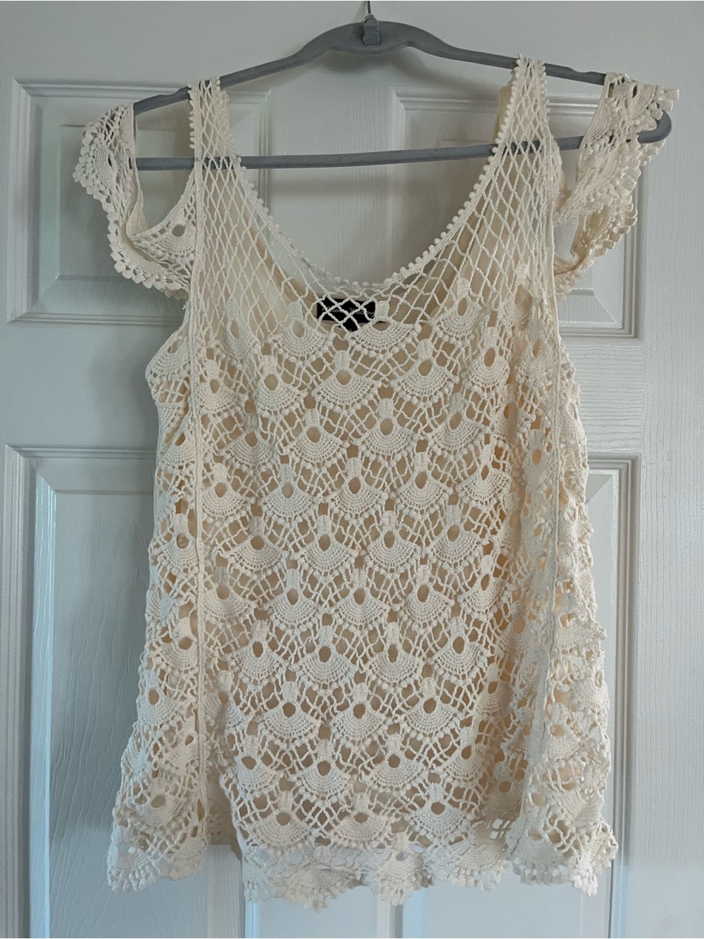 Women's Crochet Lace Tank Top - Cream